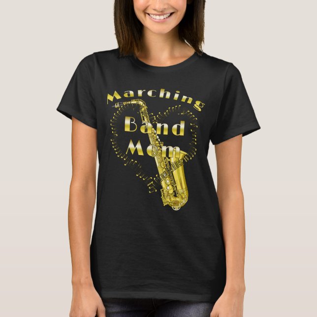 Saxofone Marching Band Mamma T Shirt (Framsida)