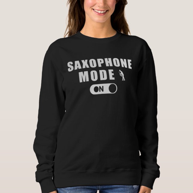 Saxofone mode långärmad hoodie-svettare t shirt (Framsida)