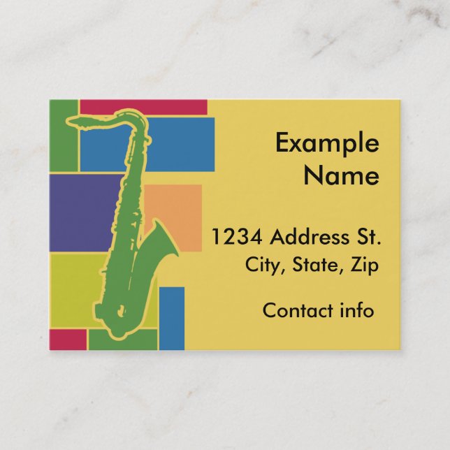 Saxofonen Colorblocks profilerar kortet Visitkort (Framsida)
