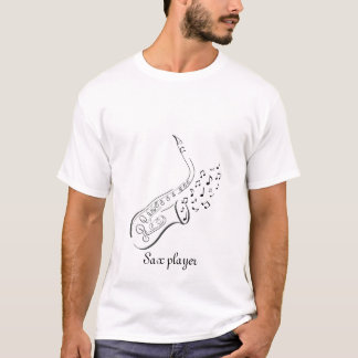 Saxofonen skrivar n-bläck som drar T-skjortan Tee