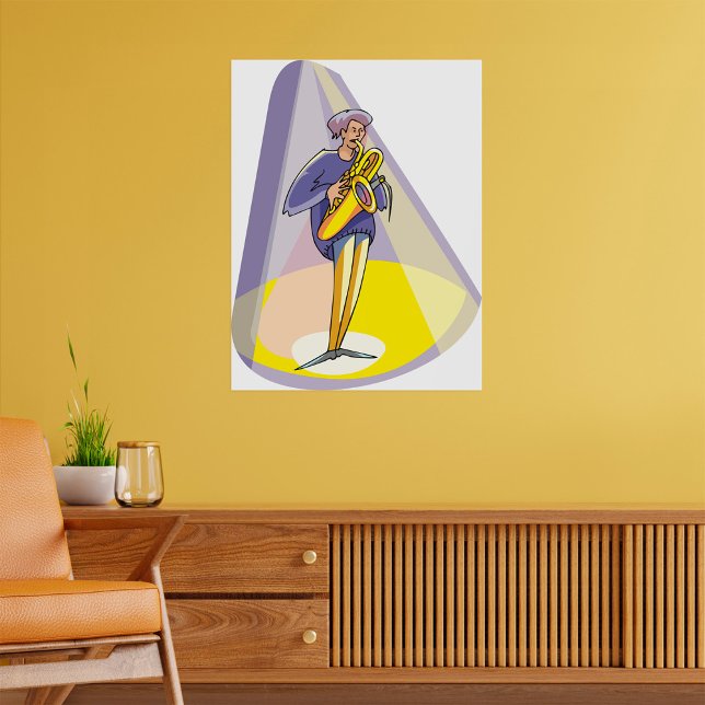 Saxofonframträdande under strålkastarljus poster (Skapare uppladdad)