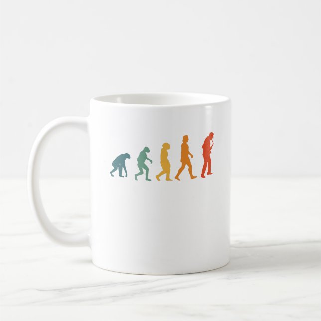 saxofonisk evolutionsretro-saxofonist kaffemugg (Vänster)