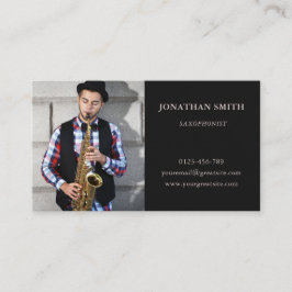Saxofonist Foto Modern Black Visitkort