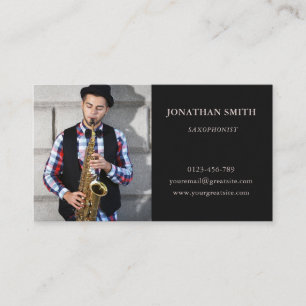 Saxofonist Foto Modern Black Visitkort