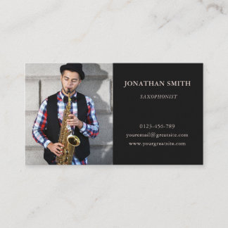 Saxofonist Foto Modern Black Visitkort