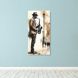 Saxofonist Gatmusiker Canvastryck