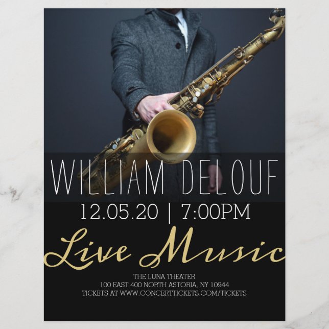 Saxofonist Live Musik Saxofonkonsert Flyer (Framsidan)