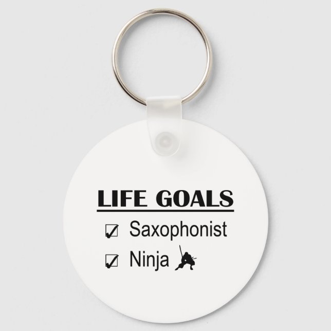 Saxofonist Ninja Life Goals Nyckelring (Framsida)