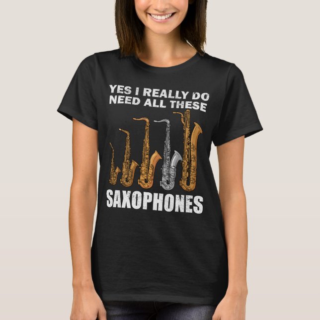 Saxofonist presenterar Jazz Music Gift Women Saxop T Shirt (Framsida)