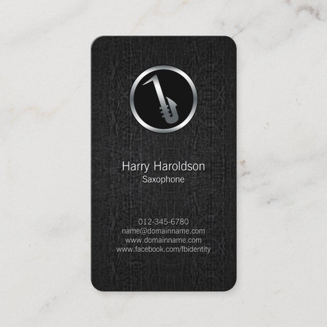 Saxofonist Saxophone Icon Grunge BusinessCard Visitkort (Framsida)