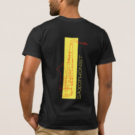 Saxofonminimalistisk svart röd modern saxofonist t shirt