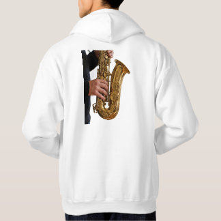 Saxofonmusiker Jazzmusik Älskare Grafik Vit Hoodie