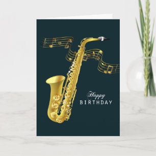 Saxofonmusikgrattis på födelsedagen kort