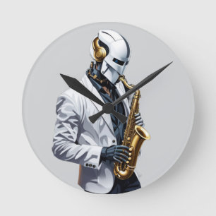 saxofonrobot rund klocka