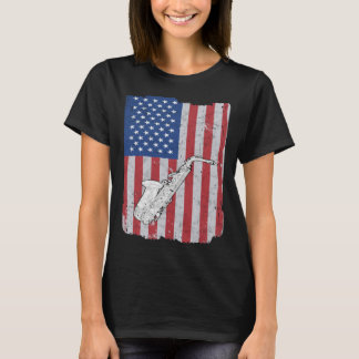 saxofonska USA flagga-saxofonspelare T Shirt