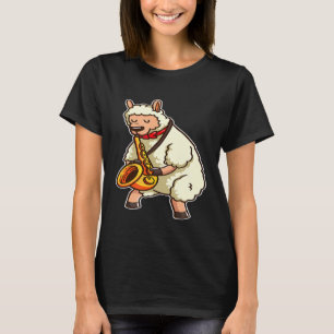 Saxofonspelande Lama Alpacka Jazzband Musik Kärlek T Shirt