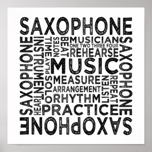 Saxofontypografi Poster