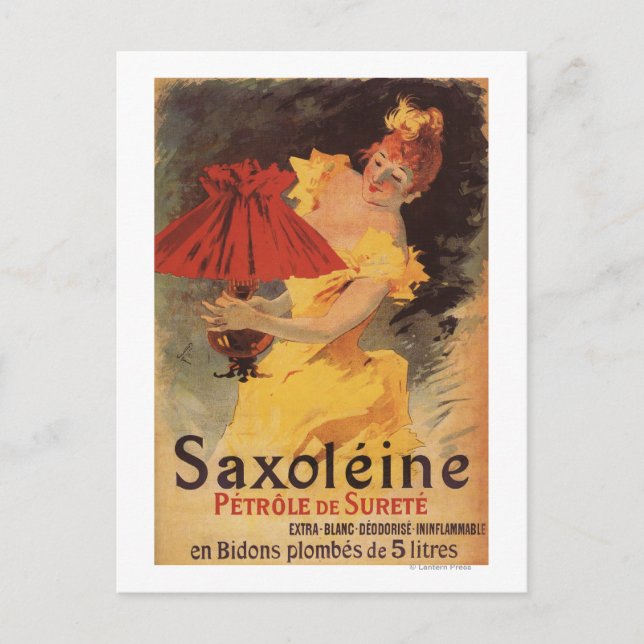 Saxoleine Lampolja Röd lampskärm Vykort (Framsida)