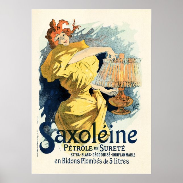 SAXOLEINE OIL LAMP Gamla Fransken Poster annonseri (Framsidan)