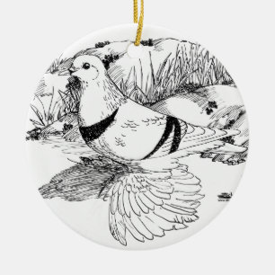 Saxon Crescent Pigeon 1973 Julgransprydnad Keramik