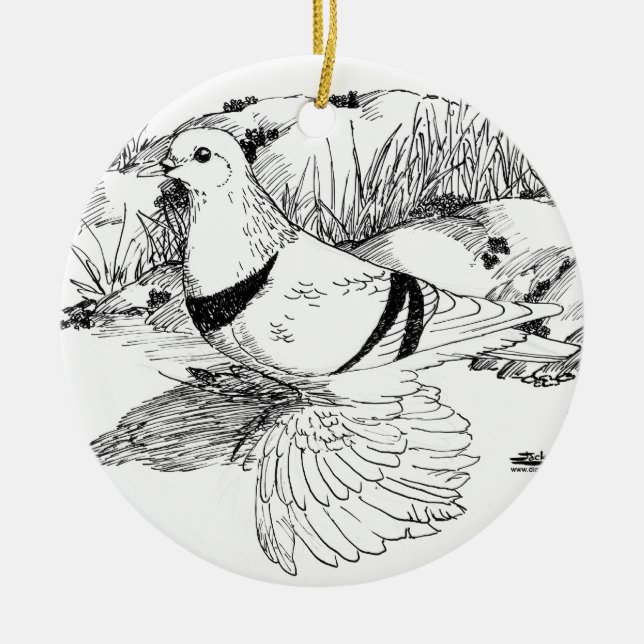 Saxon Crescent Pigeon 1973 Julgransprydnad Keramik (Framsidan)