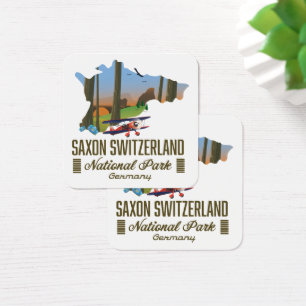 Saxon Schweiz nationalpark Tyskland karta Fyrkantigt Visitkort