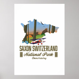 Saxon Schweiz nationalpark Tyskland karta Poster