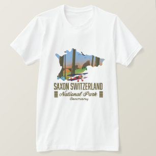 Saxon Schweiz nationalpark Tyskland karta T Shirt