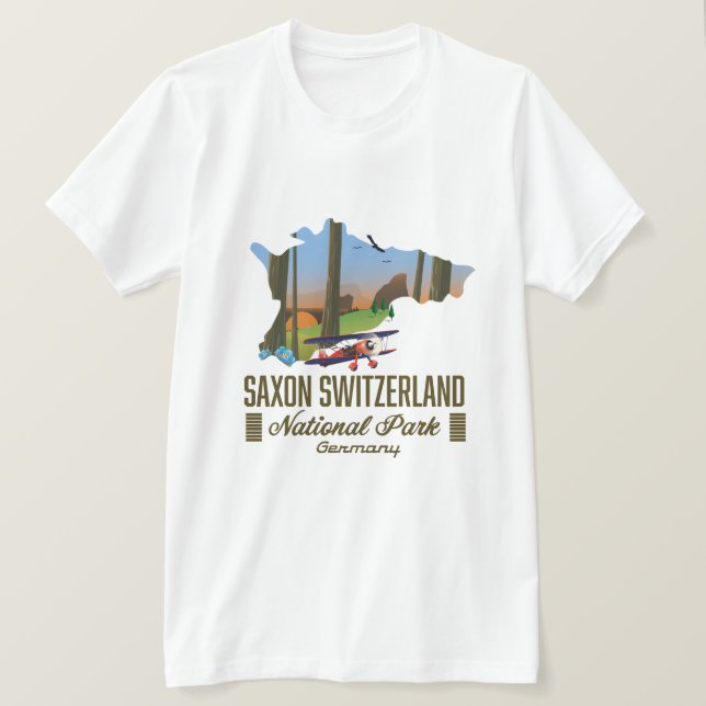 Saxon Schweiz nationalpark Tyskland karta T Shirt (Design framsida)