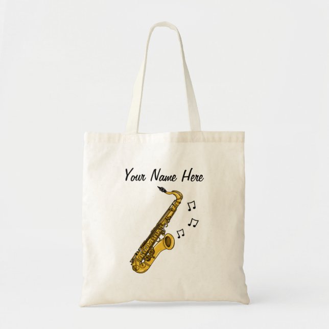 Saxophone Anpassningsbar Tote Bag Saxophonist Gift Tygkasse (Framsidan)
