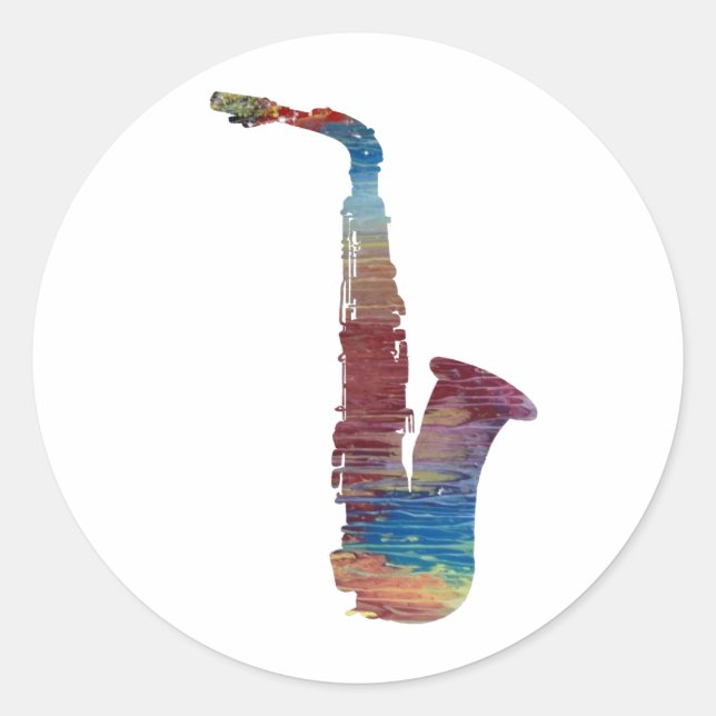 Saxophone Art Runt Klistermärke (Framsida)
