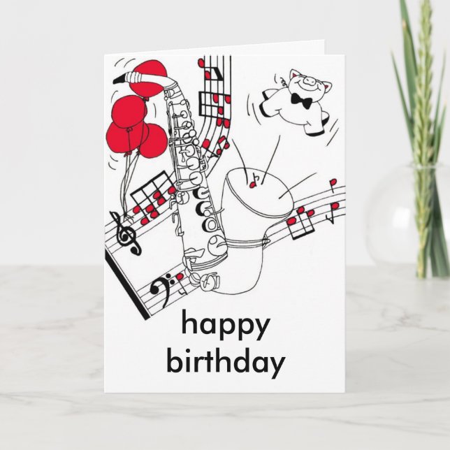 Saxophone Birthday Card Kort (Framsida)