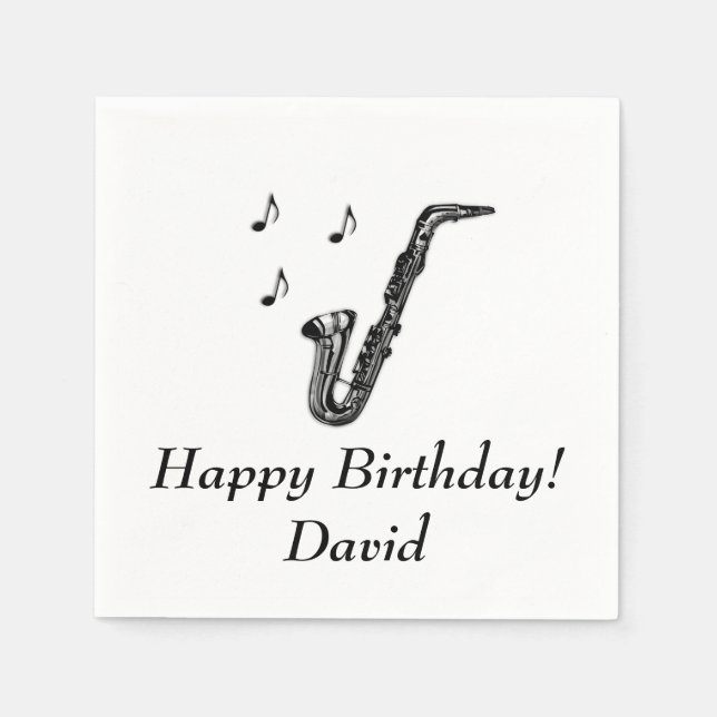 Saxophone Birthday Pappersservett (Framsidan)