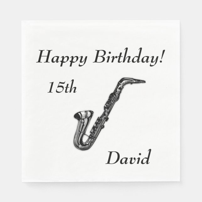 Saxophone Birthday Pappersservett (Framsidan)