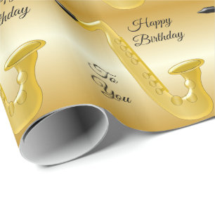 Saxophone Birthday Wrapping Papper Presentpapper