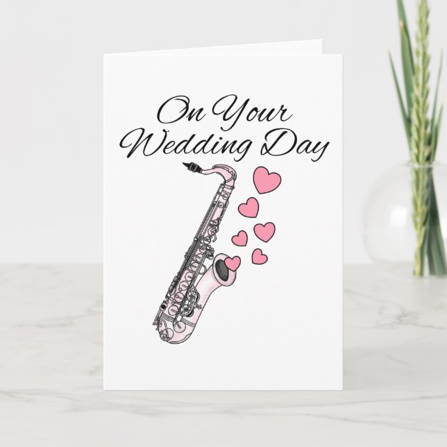 Saxophone Bröllop Card Sax Player Jazz Musician Tack Kort (Framsida)