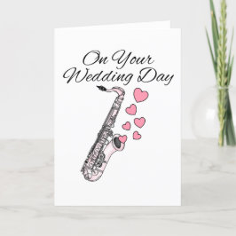 Saxophone Bröllop Card Sax Player Jazz Musician Tack Kort