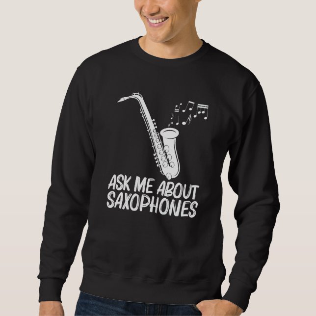 Saxophone Designs For Men Women Musical Instrument Lång Ärmad Tröja (Framsida)