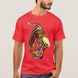 saxophone färg musik t shirt