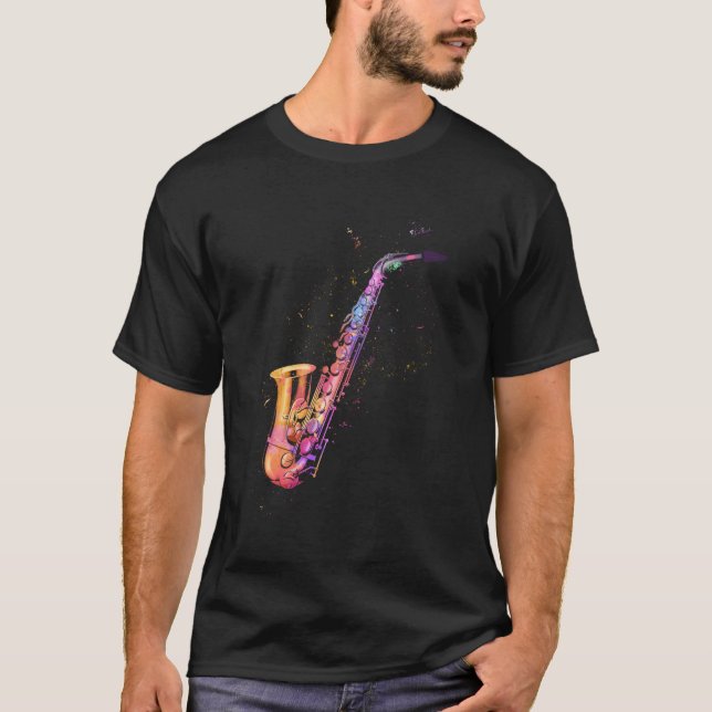 Saxophone for Blues Music Jazz Alto Musician T Shirt (Framsida)