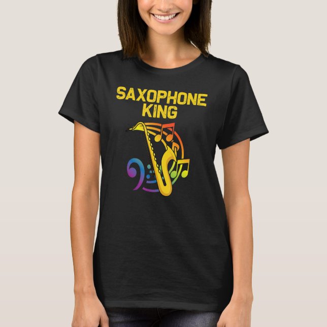 Saxophone För manar Pappa Reed Instrument T Shirt (Framsida)