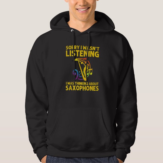 Saxophone For Men Women Reed Instrument Hoodie (Framsida)