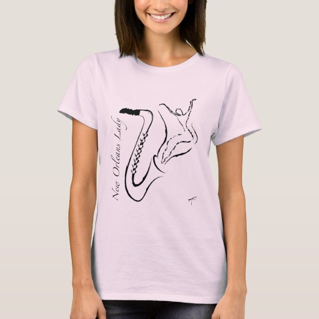 Saxophone. för New Orleans damer T. Tee Shirt (Framsida)
