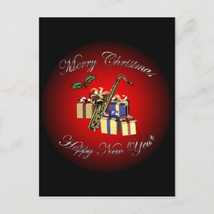 Saxophone ~ Gifts God jul & Gott nytt år Helg Vykort