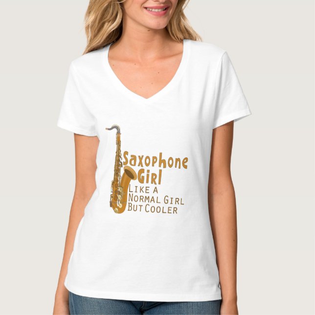Saxophone Girl som en vanlig flicka men kylare T Shirt (Framsida)