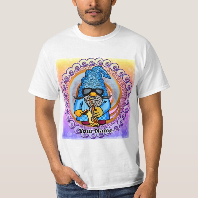 Saxophone gnome t shirt (Framsida)