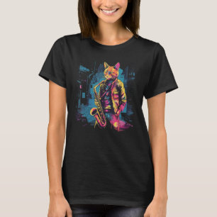 Saxophone Instrument Jazz Musician Cat Saxophonist T Shirt
