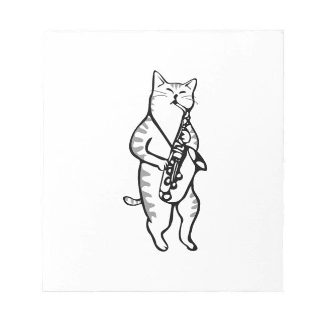 Saxophone Instrument Music Jazz Cat Post-it Notes Anteckningsblock (Framsida)