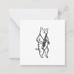 Saxophone Instrument Music Jazz Cat Post-it Notes Anteckningskort