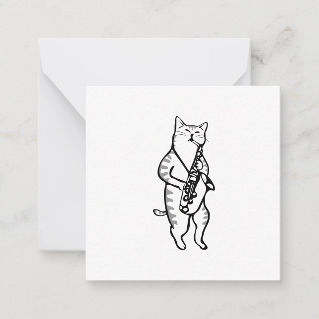 Saxophone Instrument Music Jazz Cat Post-it Notes Anteckningskort (Framsida)